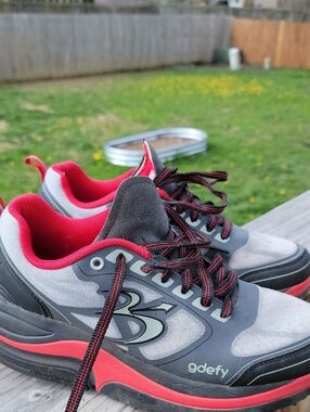 gdefy Men's Gray and Red Lace-Up Comfort Sneakers